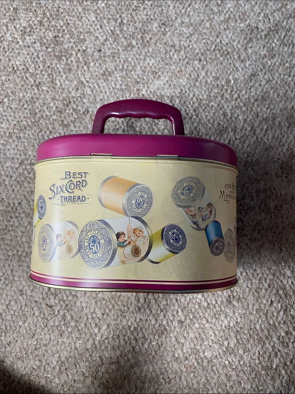 J & P Coats Decorative Thread Tin Storage Case - Pink Accent